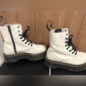 Dr. Martens White Combat Boots with Black Laces